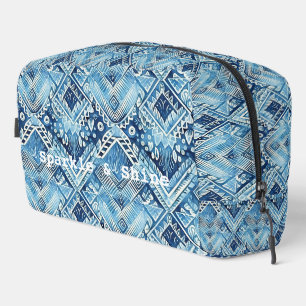 Girly Blue Navy Tribal Bohemisch Abstrakt Waschbeutel