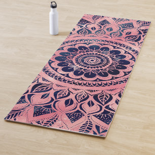 Girly Blue Pink Mandala Floral Yogamatte