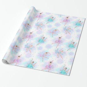 Girly Blue & Pink Tutu Ballerinas und Hintergrund Geschenkpapier