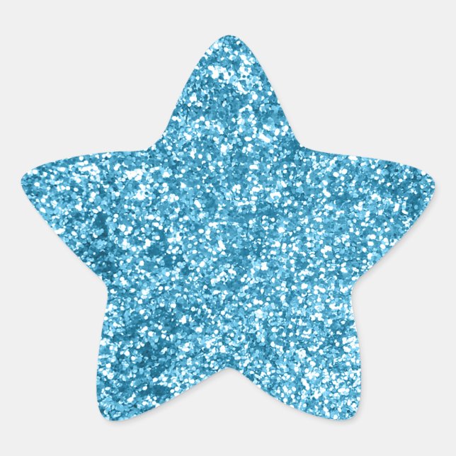 Girly Blue Sparkle Glitzer Look Stern-Aufkleber (Vorderseite)
