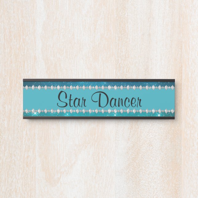 Girly Blue Star Diamond Custom Horst Stall Türschild (Vorderseite )