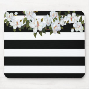 Girly Blume Magnolia, Streifen Mousepad