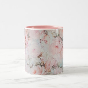Girly Blumen Töne erröten rosa boho Land Zweifarbige Tasse