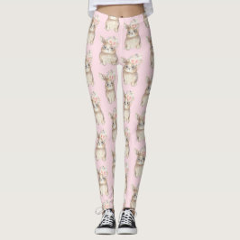 Girly Blumenhäschen-KaninchenWatercolor erröten Leggings