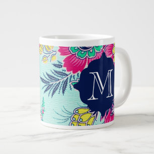 Girly Blumenpaisley-Monogramm-Riese-Tasse Jumbo-Tasse