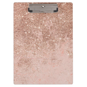 Girly-Blush Korallen Imitate Rose Glitzer Marmor Klemmbrett