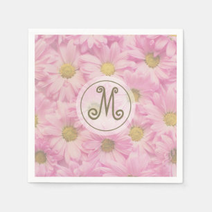 Girly Blush Pink Daisies Niedliches Custom Gold Mo Serviette