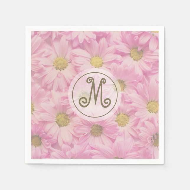 Girly Blush Pink Daisies Niedliches Custom Gold Mo Serviette (Vorderseite)