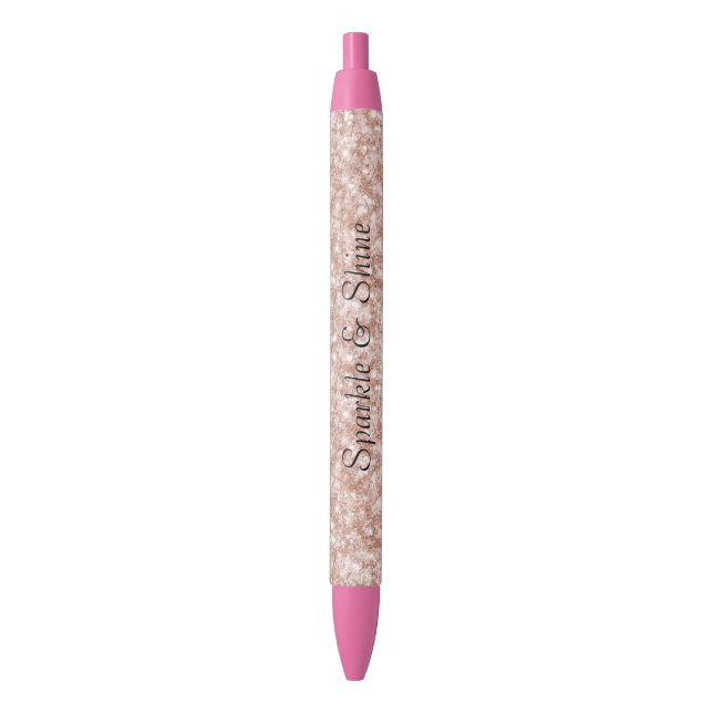 Girly Blush Pink Glitter Kugelschreiber (Vorderseite Vertikal)
