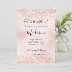 Girly Blush Pink Glitz Glitzer Sparkle Einladung