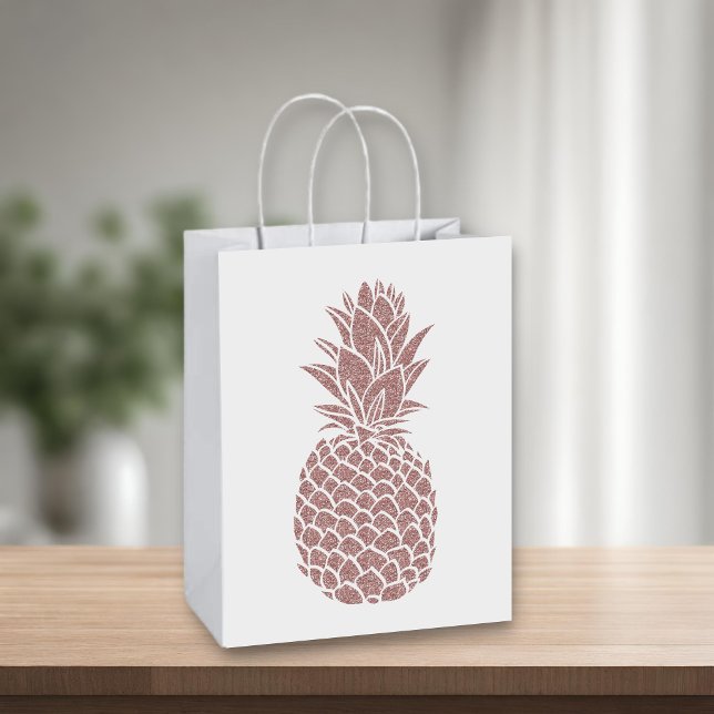 Girly Blush Pink Glitzer Ananas Mittlere Geschenktüte (Girly Blush Pink Glitter Pineapple Medium Gift Bag)