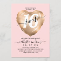 Girly Blush Pink Gold Foil Herzballon Sweet 16