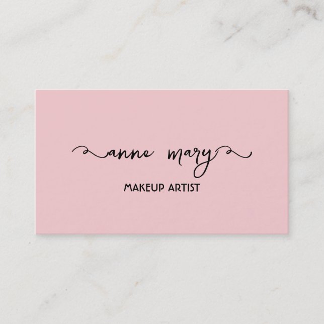 Girly Blush Pink Makeup Artist Salon Trendy Visitenkarte (Vorderseite)