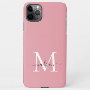 Girly Blush Pink Monogram Elegantes Graues Chic Sc iPhone 11Pro Max Hülle