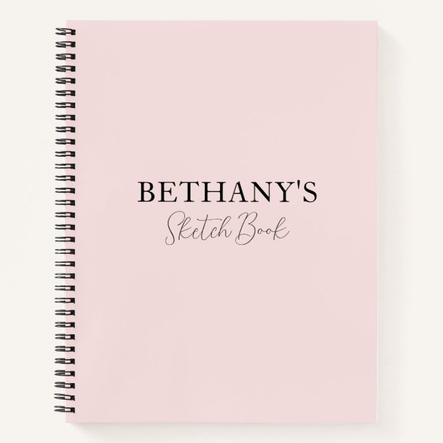 Girly Blush Pink Name Spiral Notebook Notizbuch (Vorderseite)