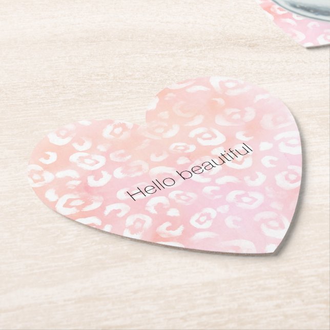 Girly Blush Pink Peach Gold Leopard Animal Untersetzer (angewinkelt)