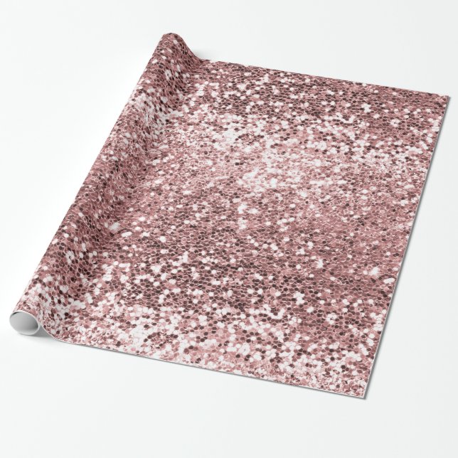 Girly Blush Pink Rose Gold Glitzer Sparkle Geschenkpapier (Ungerollt)