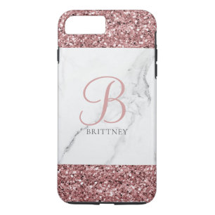 Girly Blush Pink Sparkle Glitzer Marmormonogramm Case-Mate iPhone Hülle