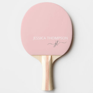 Girly Blush Pink Stilvolle moderne Monogram Name  Tischtennis Schläger