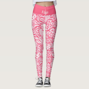 Girly Blush Pink Süße Tier Druckhörnchen Name Leggings
