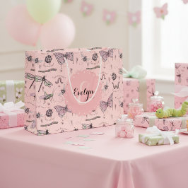 Girly Blush Pink Sweet Little Critter Monogram Große Geschenktüte