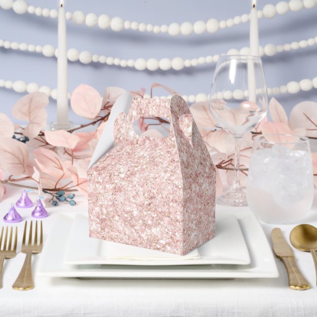 Girly Blush Rosa Glitter Geschenkschachtel (Hochzeit)