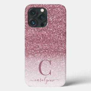 Girly Blush Rosa Gold Glitter Ombre Monogramm Case-Mate iPhone Hülle