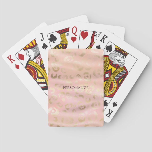 Girly Blush Rosa Gold Leopard Tier  Spielkarten (Rückseite)