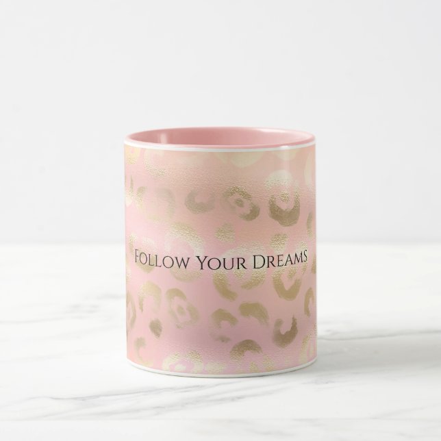 Girly Blush Rosa Gold Leopard Tier  Tasse (Zentrum)