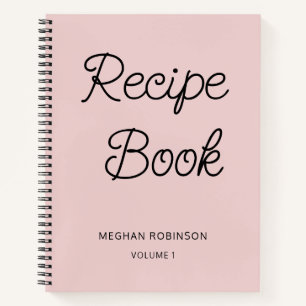 Girly Blush Rosa Kochbuch Personalisiertes Rezept  Notizbuch