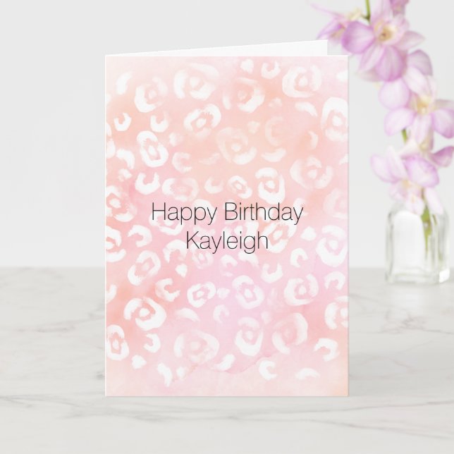 Girly Blush Rosa Pfirsich Leopard Tier Geburtstag Karte (Orchidee)