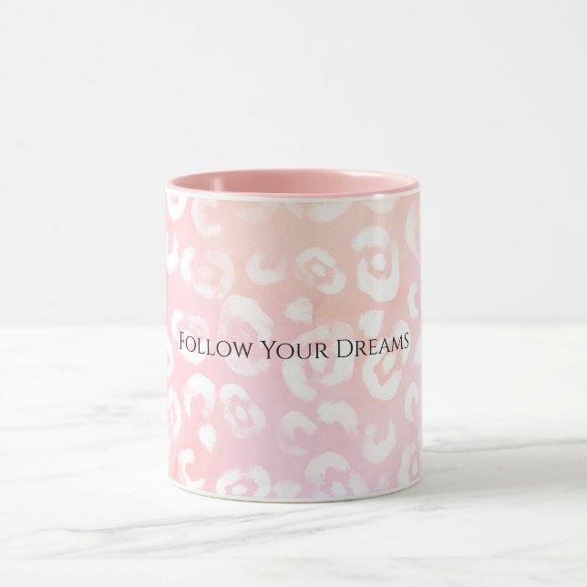 Girly Blush Rosa Weiße Leopard Tier  Tasse (Zentrum)