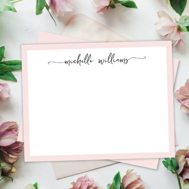 Girly Blush Stilvolle Calligraphie-Script-Signatur Mitteilungskarte (Von Creator hochgeladen)
