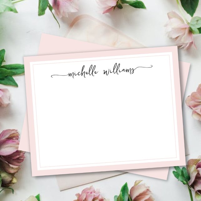 Girly Blush Stilvolle Kalligrafie-Script-Signatur  Mitteilungskarte (Von Creator hochgeladen)