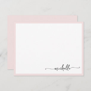Girly Blush Stilvolles Monogram Name Script Mitteilungskarte