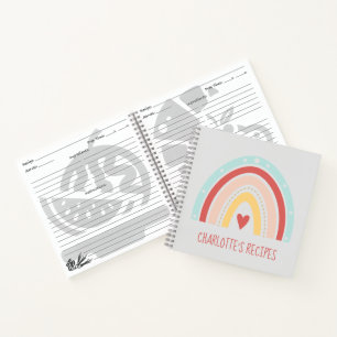 Girly Boho Rainbow Herzermalung Kinder Rezept Notizbuch