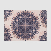 Girly Boho Rose Gold Blush Pink Navy Mandalas