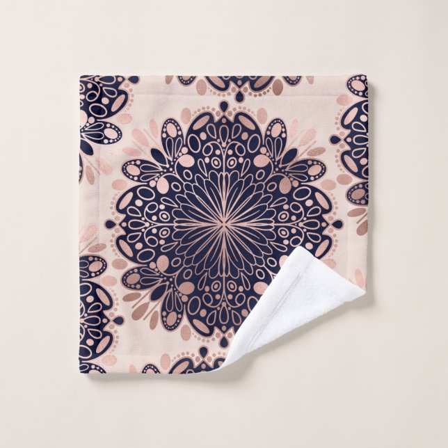 Girly Boho Rose Gold Blush Pink Navy Mandalas Waschlappen (Waschlappen)
