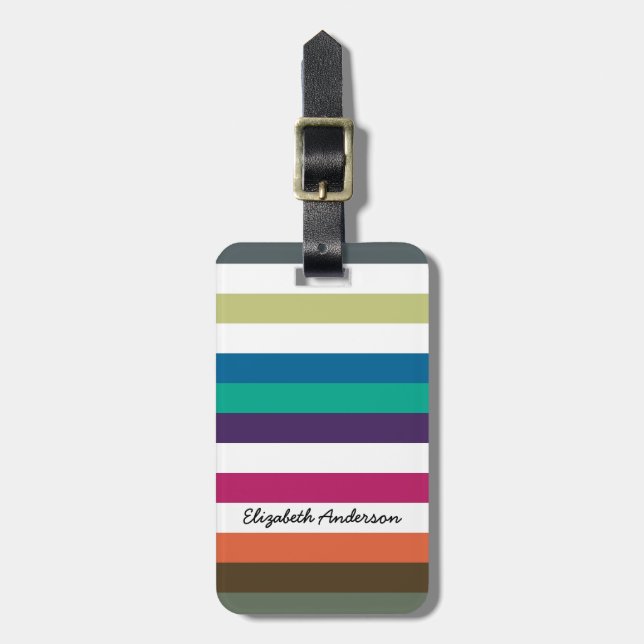 Girly Bold Rainbow Große horizontale Streifen und  Gepäckanhänger (Vorderseite vertikal)