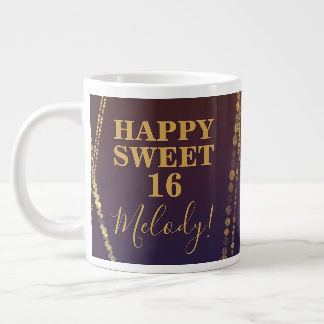Girly Bordeaux Red Burgundy Glam Sweet 16 Geburtst Jumbo-Tasse (Links)