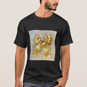 Girly Bow in Watercolor Coquette Ästhetisch golden T-Shirt