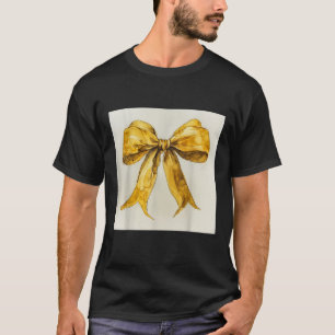 Girly Bow in Watercolor Coquette Ästhetisch golden T-Shirt