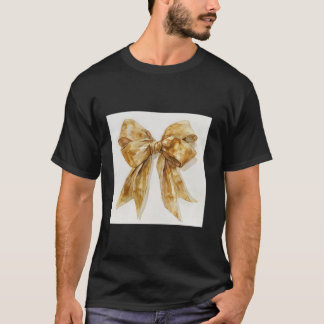 Girly Bow in Watercolor Coquette Ästhetisch golden T-Shirt