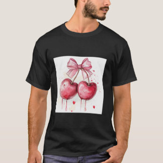 Girly Bow in Watercolor coquette Ästhetisch Pink B T-Shirt
