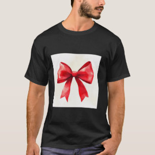 Girly Bow in Watercolor Coquette Ästhetischer rote T-Shirt