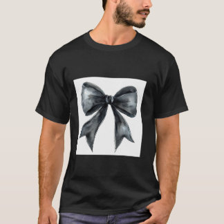 Girly Bow Watercolor Coquette Ästhetisch schwarz B T-Shirt