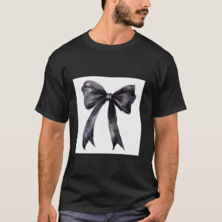 Girly Bow Watercolor Coquette Ästhetisch schwarz B T-Shirt
