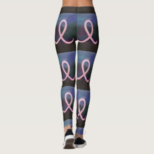 Girly Breast Cancer Awareness Ribbon Abstrakt Art Leggings