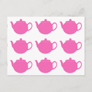 Girly Bright Pink Teapots Postkarten