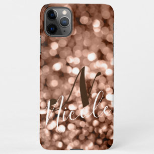 Girly Brown Glittery Monogram iPhone 11Pro Max Hülle